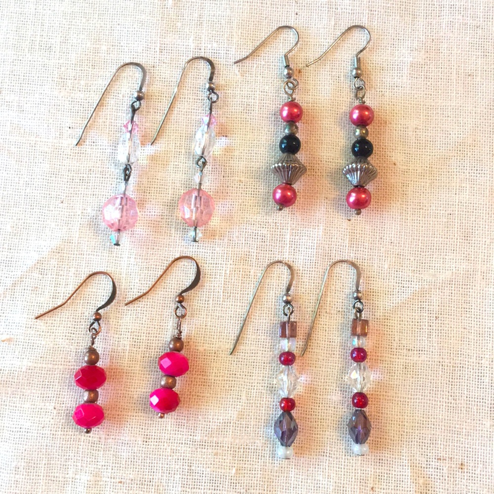 Pretty in pink! 4 pairs of earrings